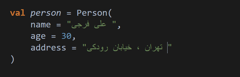 مثال برای مقدارهی پیش فرض در کاتلین