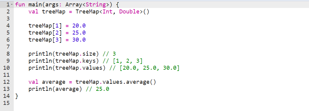 ذخیره داده های آماری با استفاده TreeMap